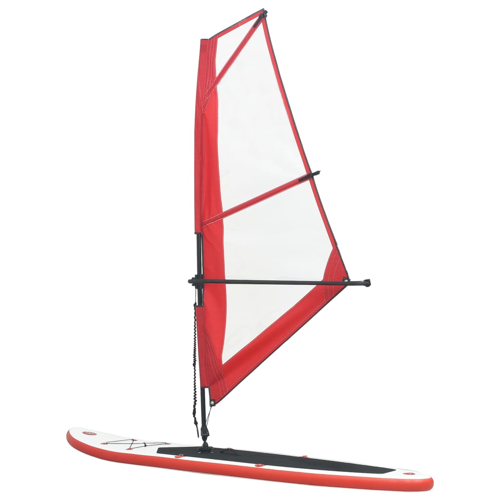 Stand-Up Paddleboard Opblaasbaar Met Zeilset Rood En Wit
