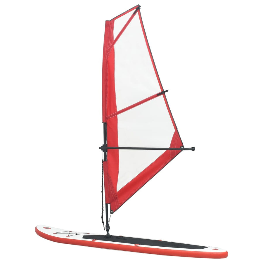 Stand-Up Paddleboard Opblaasbaar Met Zeilset Rood En Wit