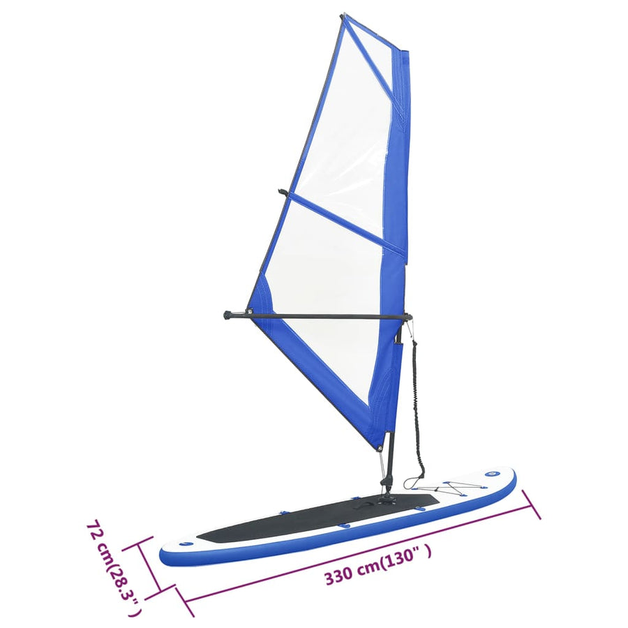 Stand-Up Paddleboard Opblaasbaar Met Zeilset Blauw En Wit 330 x 72 x 10 cm