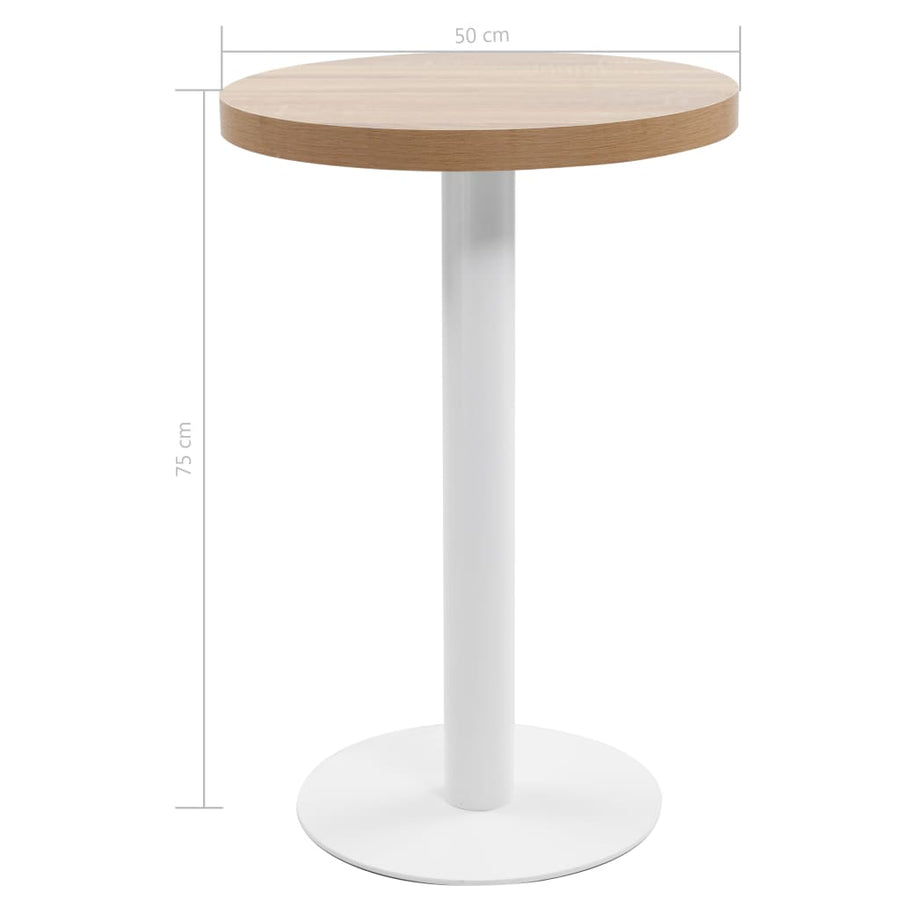 Bistrotafel 50 Cm Mdf 50 x 75 cm Lichtbruin en wit