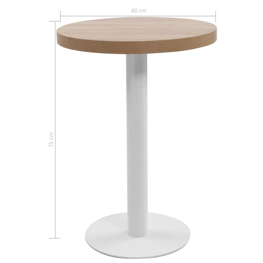 Bistrotafel 60 Cm Mdf 60 x 75 cm Lichtbruin en wit