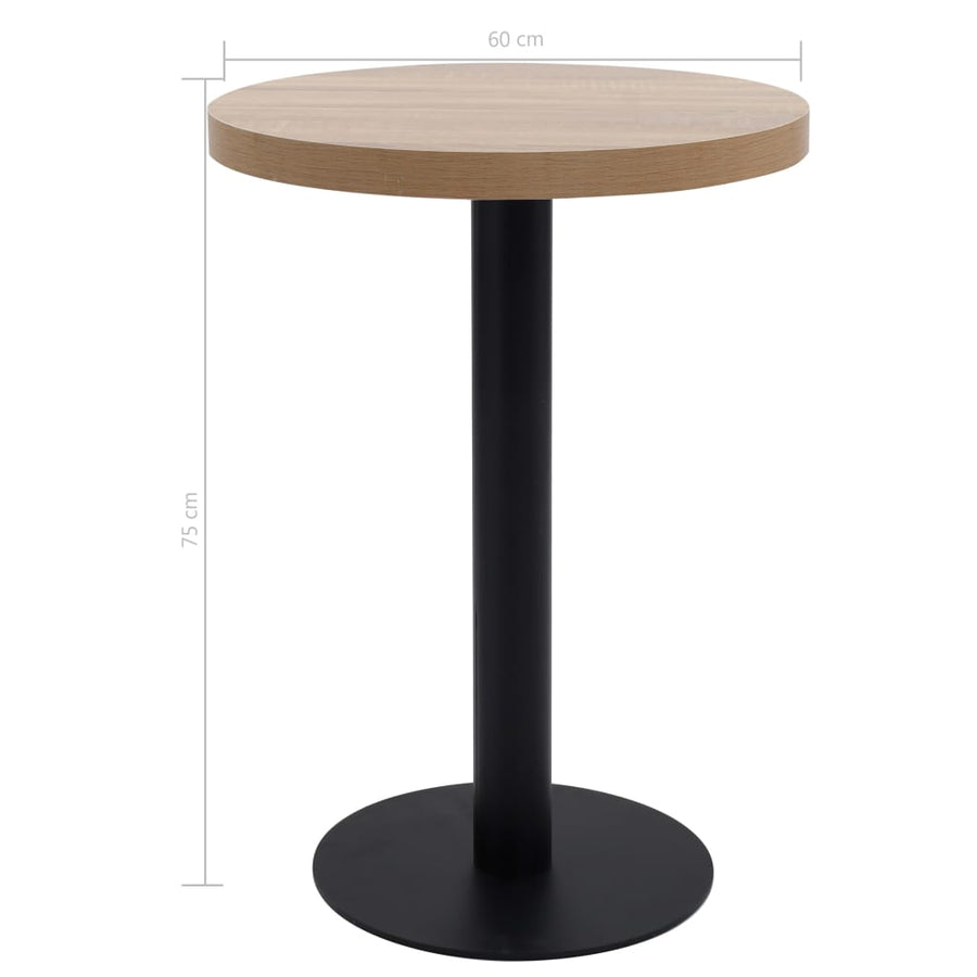 Bistrotafel 60 Cm Mdf 60 x 75 cm Lichtbruin en zwart