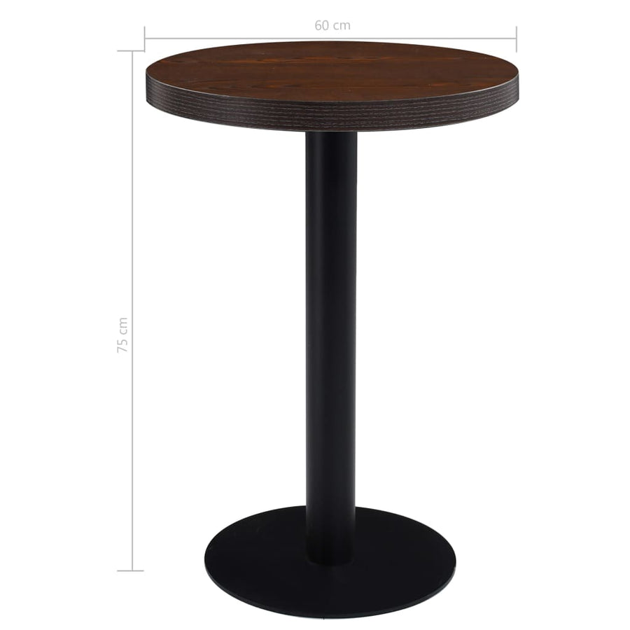 Bistrotafel 60 Cm Mdf 60 x 75 cm Donkerbruin en zwart