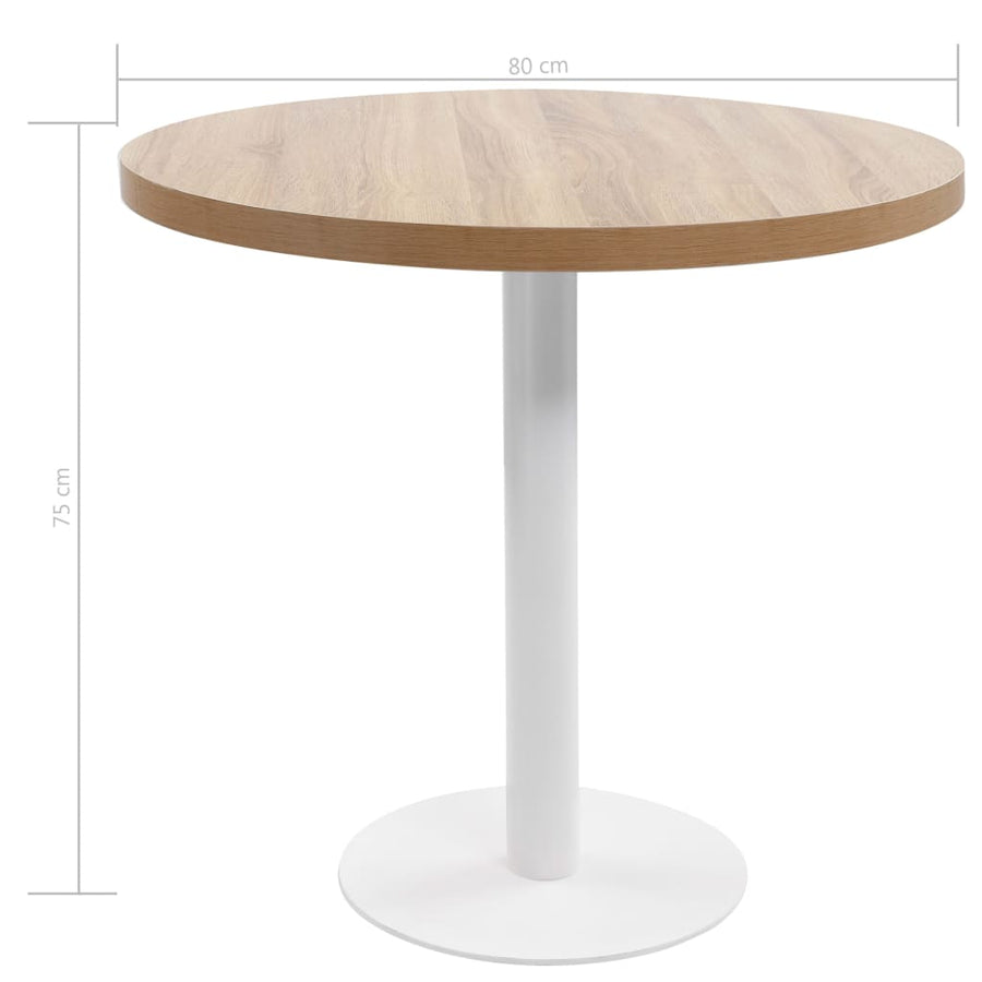 Bistrotafel 80 Cm Mdf 80 x 75 cm Lichtbruin en wit