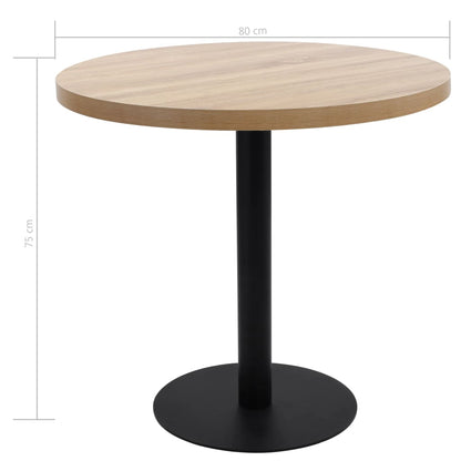 Bistrotafel 80 Cm Mdf 80 x 75 cm Lichtbruin en zwart