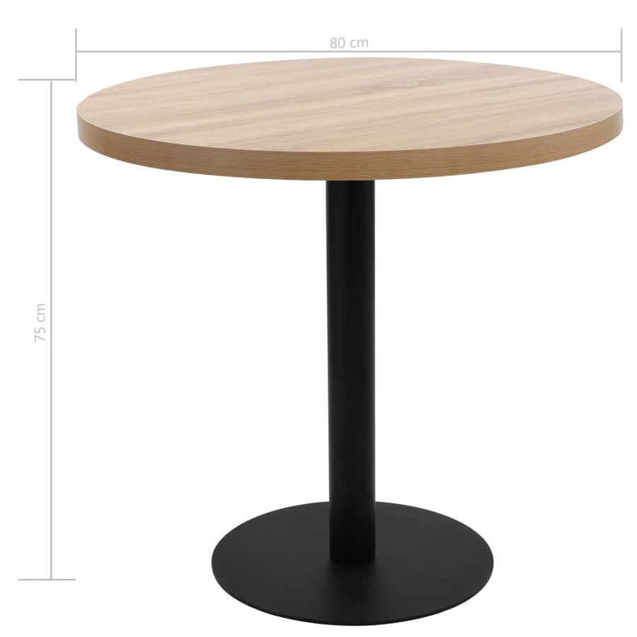 Bistrotafel 80 Cm Mdf 80 x 75 cm Lichtbruin en zwart