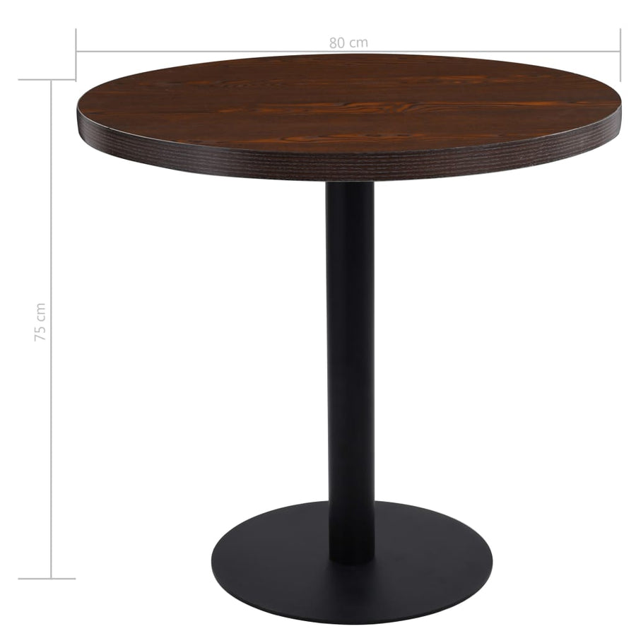 Bistrotafel 80 Cm Mdf 80 x 75 cm Donkerbruin en zwart