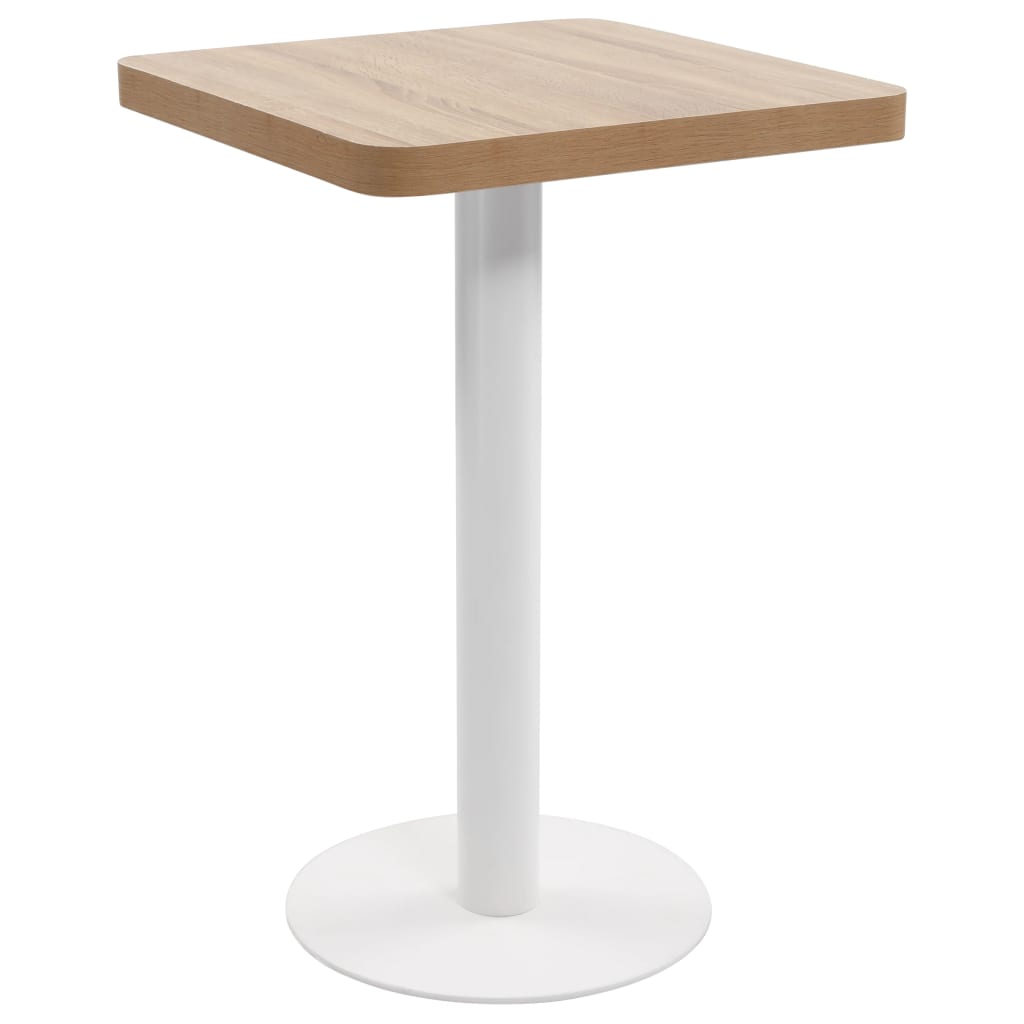 Bistrotafel 50X50 Cm Mdf 50 x 50 x 75 cm Lichtbruin en wit