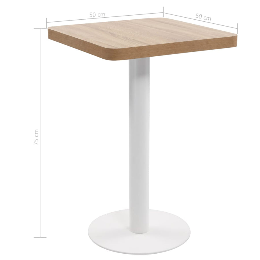 Bistrotafel 50X50 Cm Mdf 50 x 50 x 75 cm Lichtbruin en wit