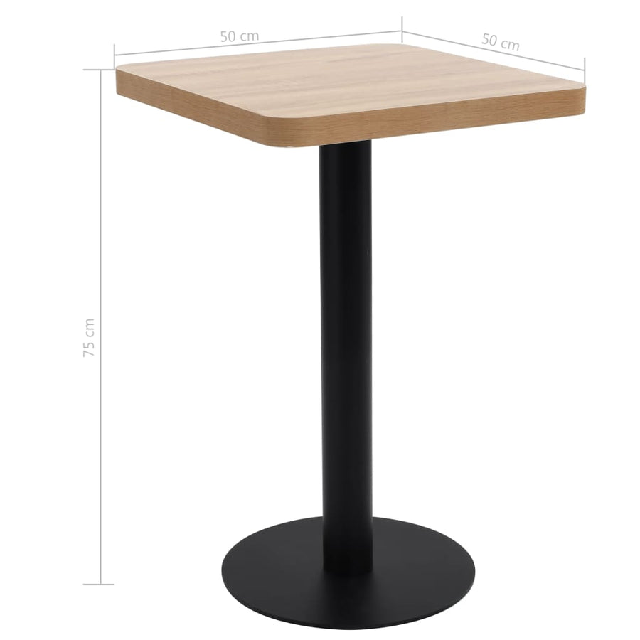 Bistrotafel 50X50 Cm Mdf 50 x 50 x 75 cm Lichtbruin en zwart