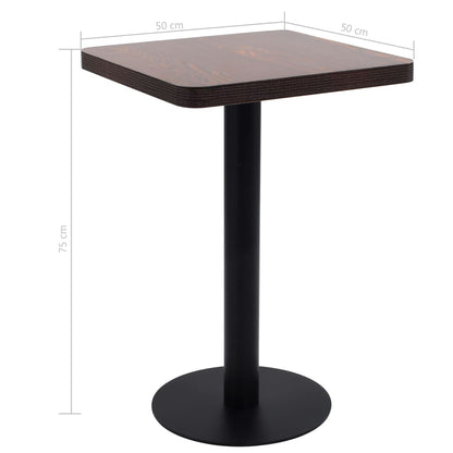 Bistrotafel 50X50 Cm Mdf 50 x 50 x 75 cm Donkerbruin en zwart
