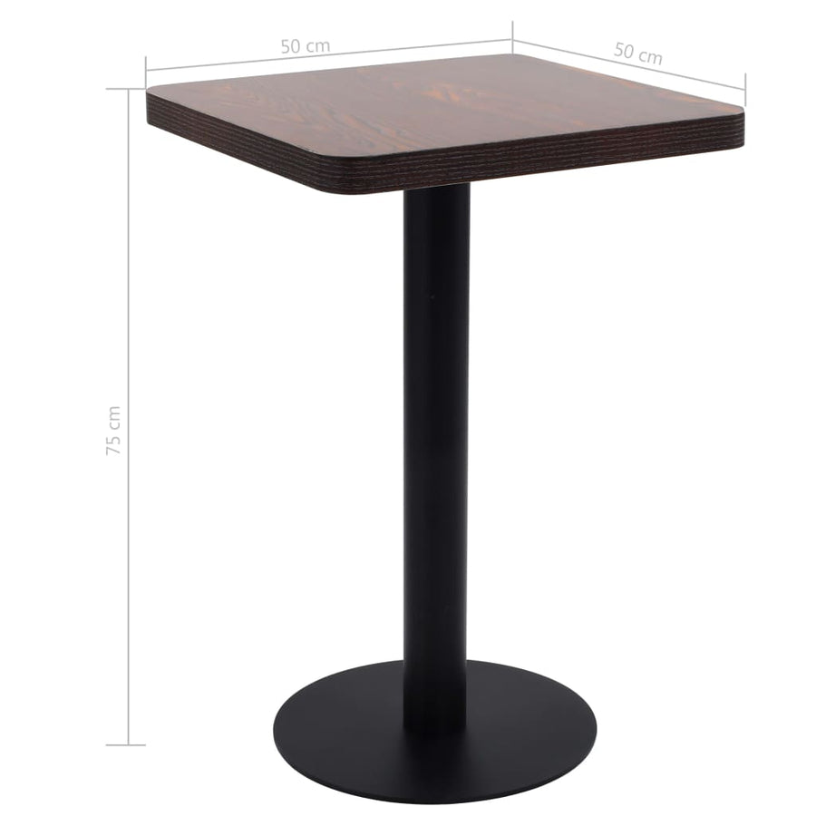 Bistrotafel 50X50 Cm Mdf 50 x 50 x 75 cm Donkerbruin en zwart