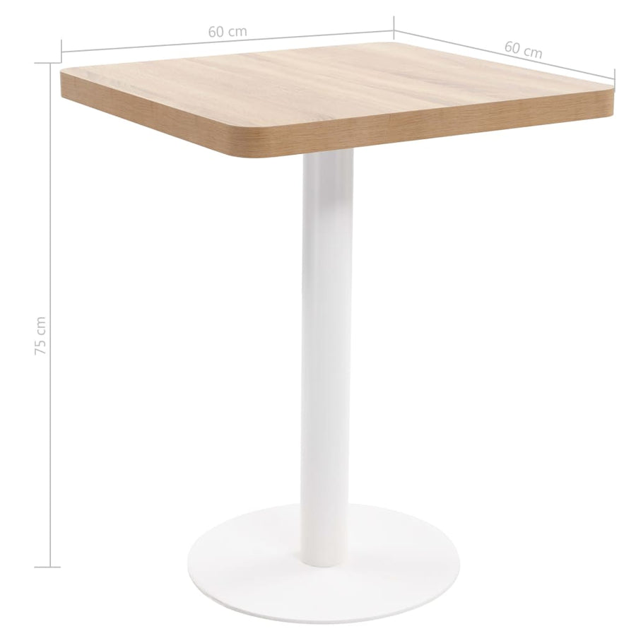 Bistrotafel 60X60 Cm Mdf 60 x 60 x 75 cm Lichtbruin en wit