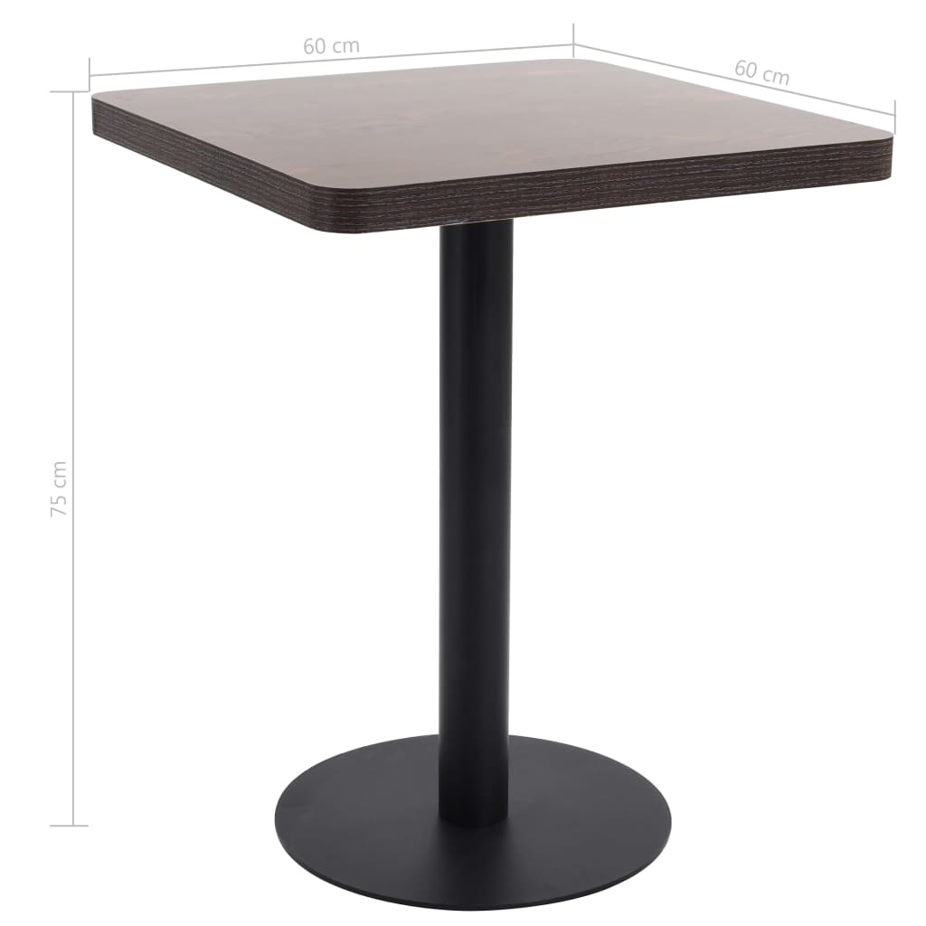 Bistrotafel 60X60 Cm Mdf 60 x 60 x 75 cm Donkerbruin en zwart