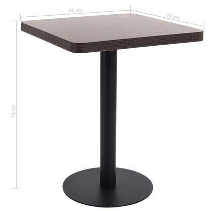 Bistrotafel 60X60 Cm Mdf 60 x 60 x 75 cm Donkerbruin en zwart