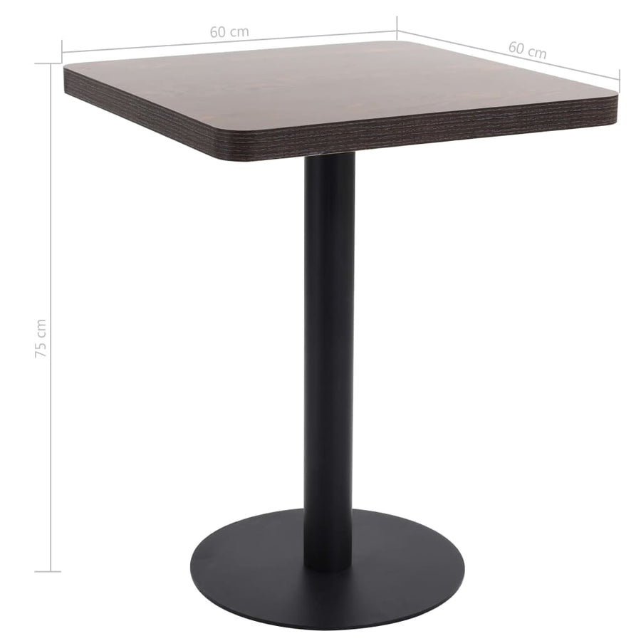 Bistrotafel 60X60 Cm Mdf 60 x 60 x 75 cm Donkerbruin en zwart