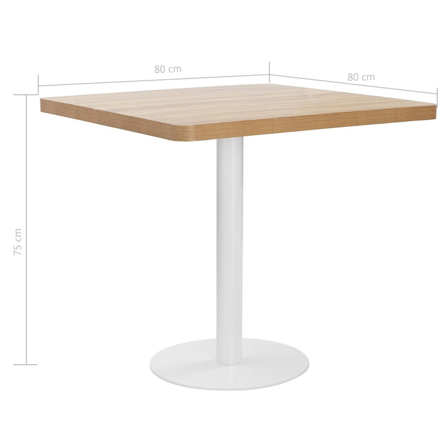 Bistrotafel 80X80 Cm Mdf 80 x 80 x 75 cm Lichtbruin en wit