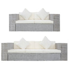Bankstel 2-delig poly rattan grijs