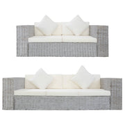 Bankstel 2-delig poly rattan grijs