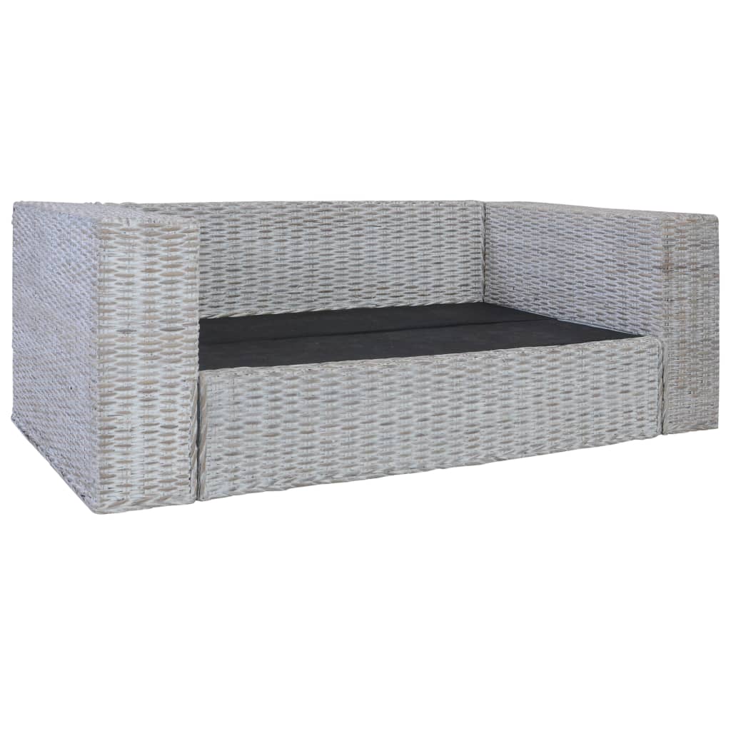 2-Delig Bankstel Met Kussens Natuurlijk Rattan Grijs 2-zits + 3-zits