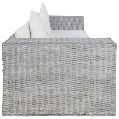 2-Delig Bankstel Met Kussens Natuurlijk Rattan Grijs 2-zits + 3-zits