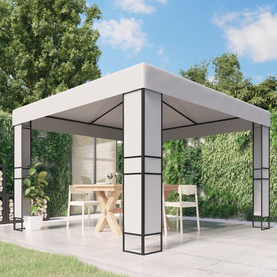 Prieel Met Dubbel Dak 3 x 3 m Wit