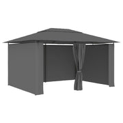 Tuinpaviljoen 4x3 m antraciet met gordijnen