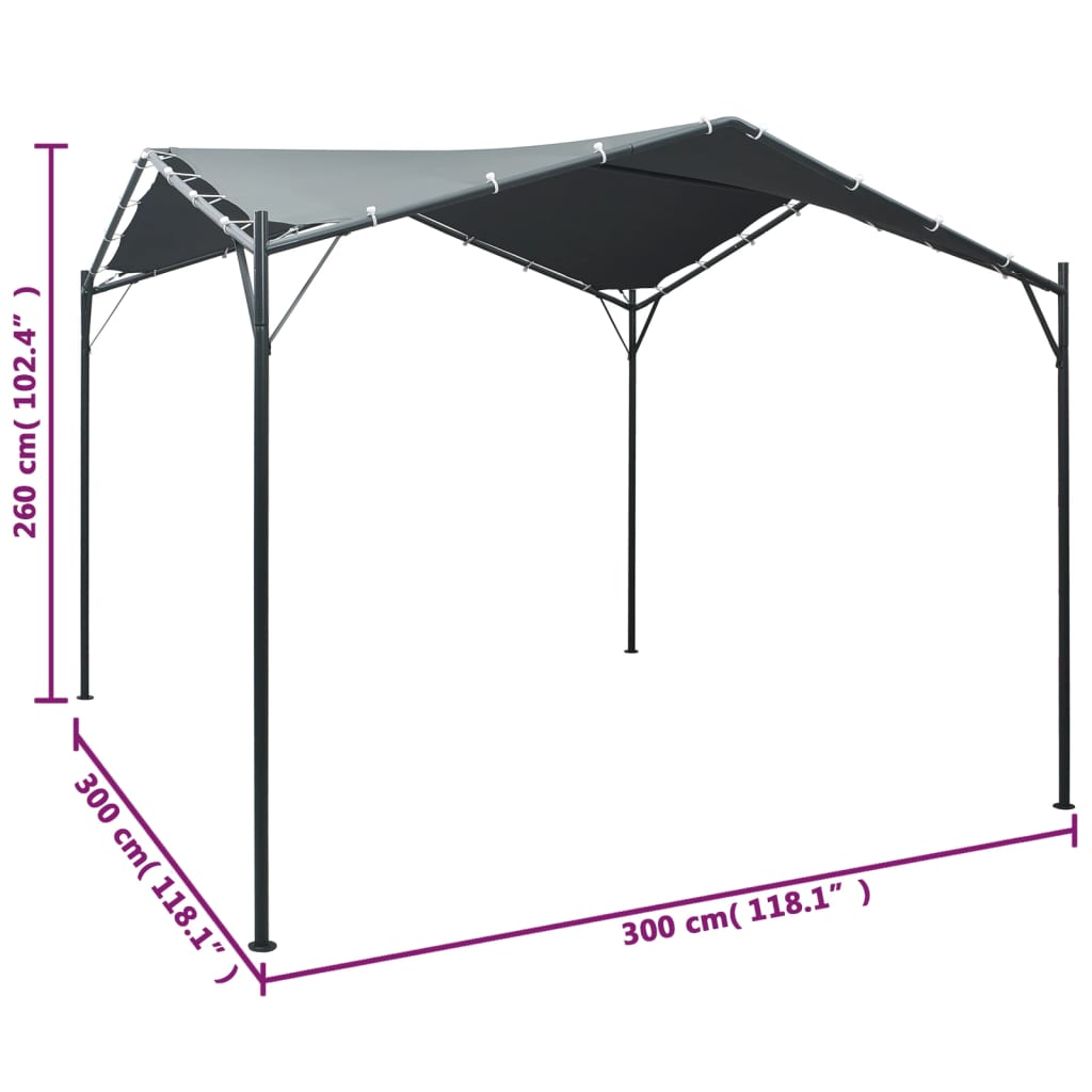 Prieel 3x3 m staal antraciet
