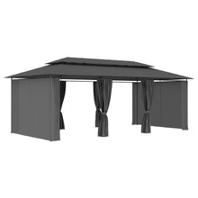 Prieel Met Gordijnen 600X298X270 Cm Antraciet