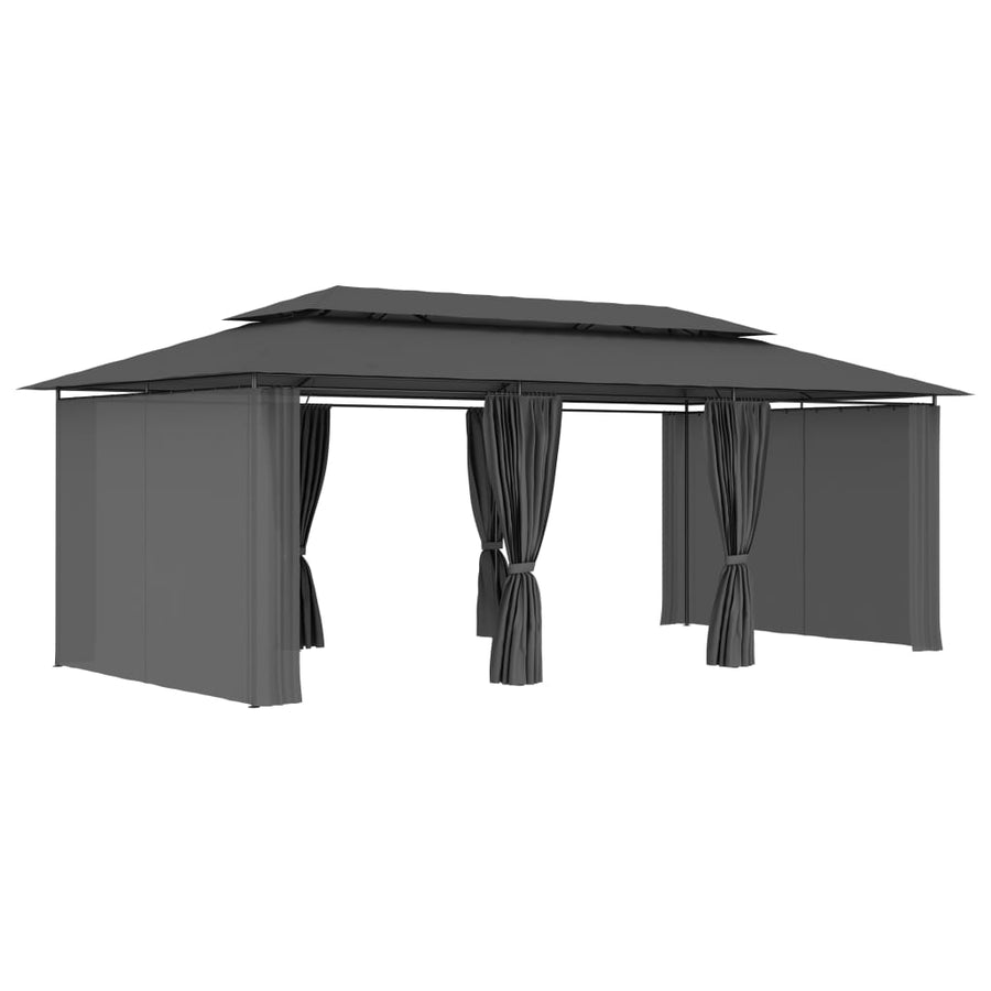 Prieel Met Gordijnen 600X298X270 Cm Antraciet
