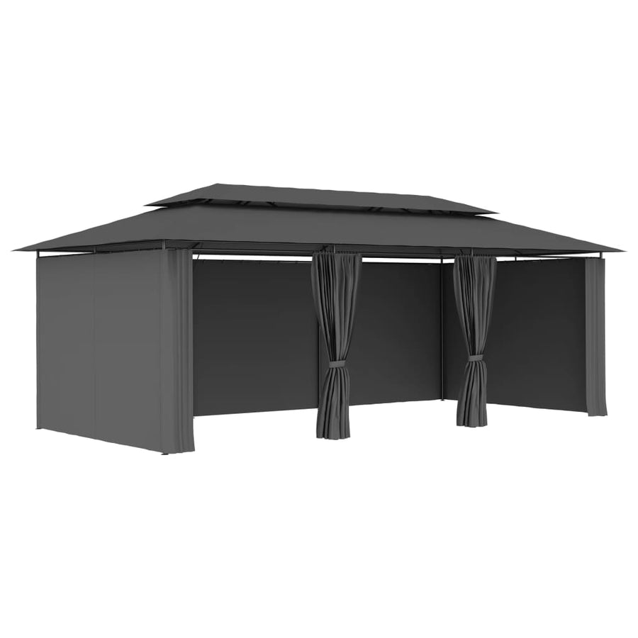 Prieel Met Gordijnen 600X298X270 Cm Antraciet