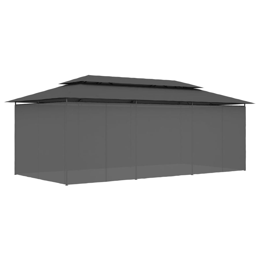 Prieel Met Gordijnen 600X298X270 Cm Antraciet