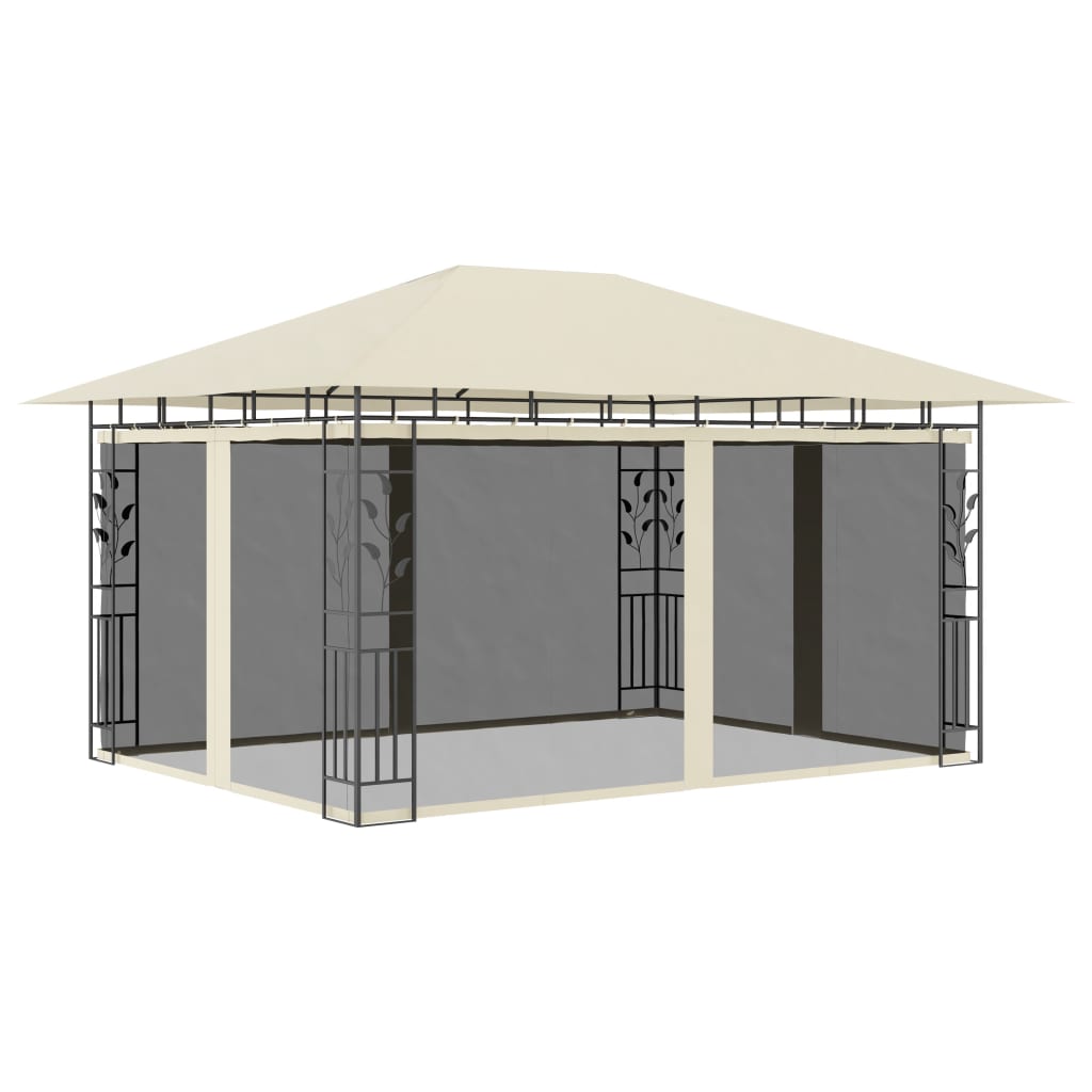 Prieel Met Klamboe 180 G/M² 4X3X2,73 M 4 x 3 x 2.73 m Crème