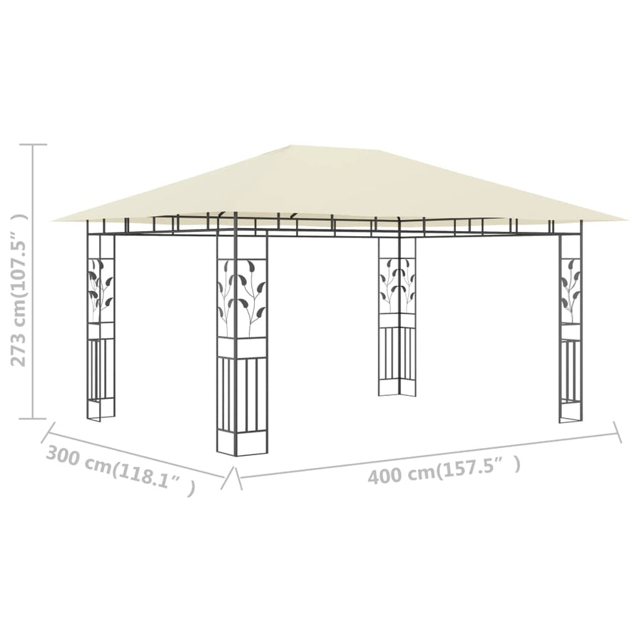 Prieel Met Klamboe 180 G/M² 4X3X2,73 M 4 x 3 x 2.73 m Crème