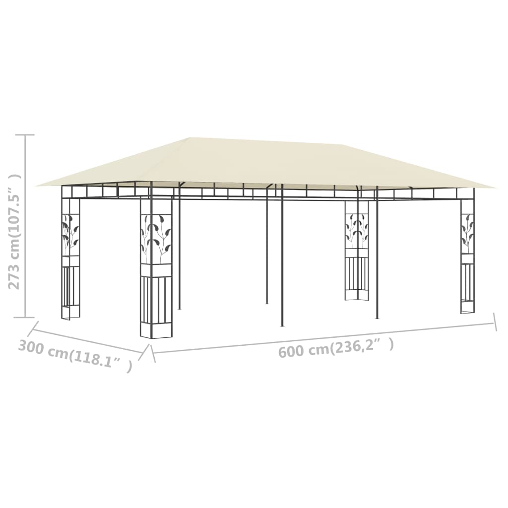 Prieel Met Klamboe 6 x 3 x 2,73 m Crème