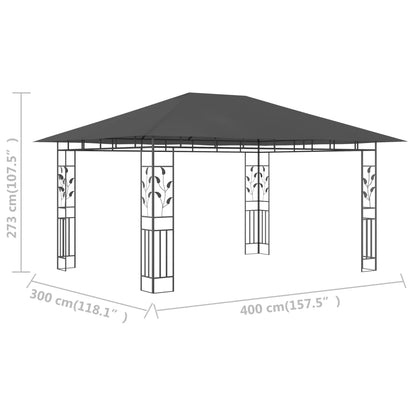 Prieel Met Klamboe 180 G/M² 4X3X2,73 M 4 x 3 x 2.73 m Antraciet