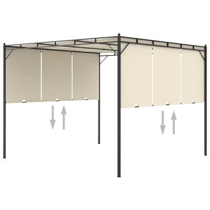Tuinprieel Met Zijgordijn 3X3X2,25 M 3 x 3 x 2.25 m Crème