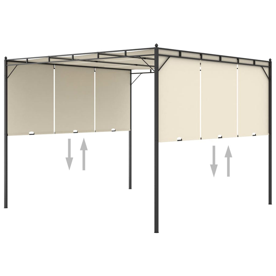 Tuinprieel Met Zijgordijn 3X3X2,25 M 3 x 3 x 2.25 m Crème
