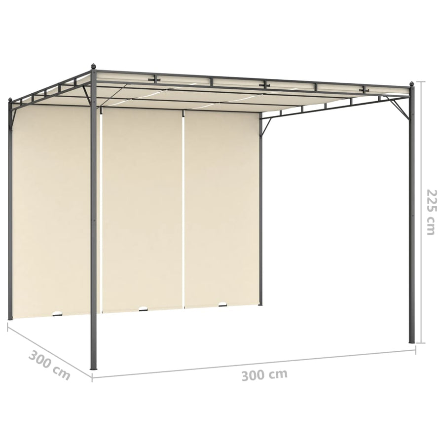 Tuinprieel Met Zijgordijn 3X3X2,25 M 3 x 3 x 2.25 m Crème