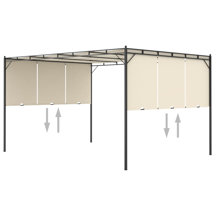 Tuinprieel Met Zijgordijn 4X3X2,25 M 4 x 3 x 2.25 m Crème
