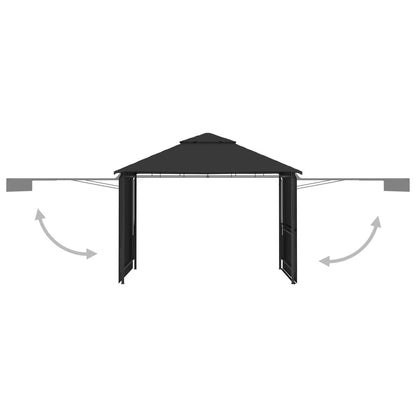 Prieel Met Uitschuifbare Daken 180 G/M² 3X3X2,75 M Antraciet