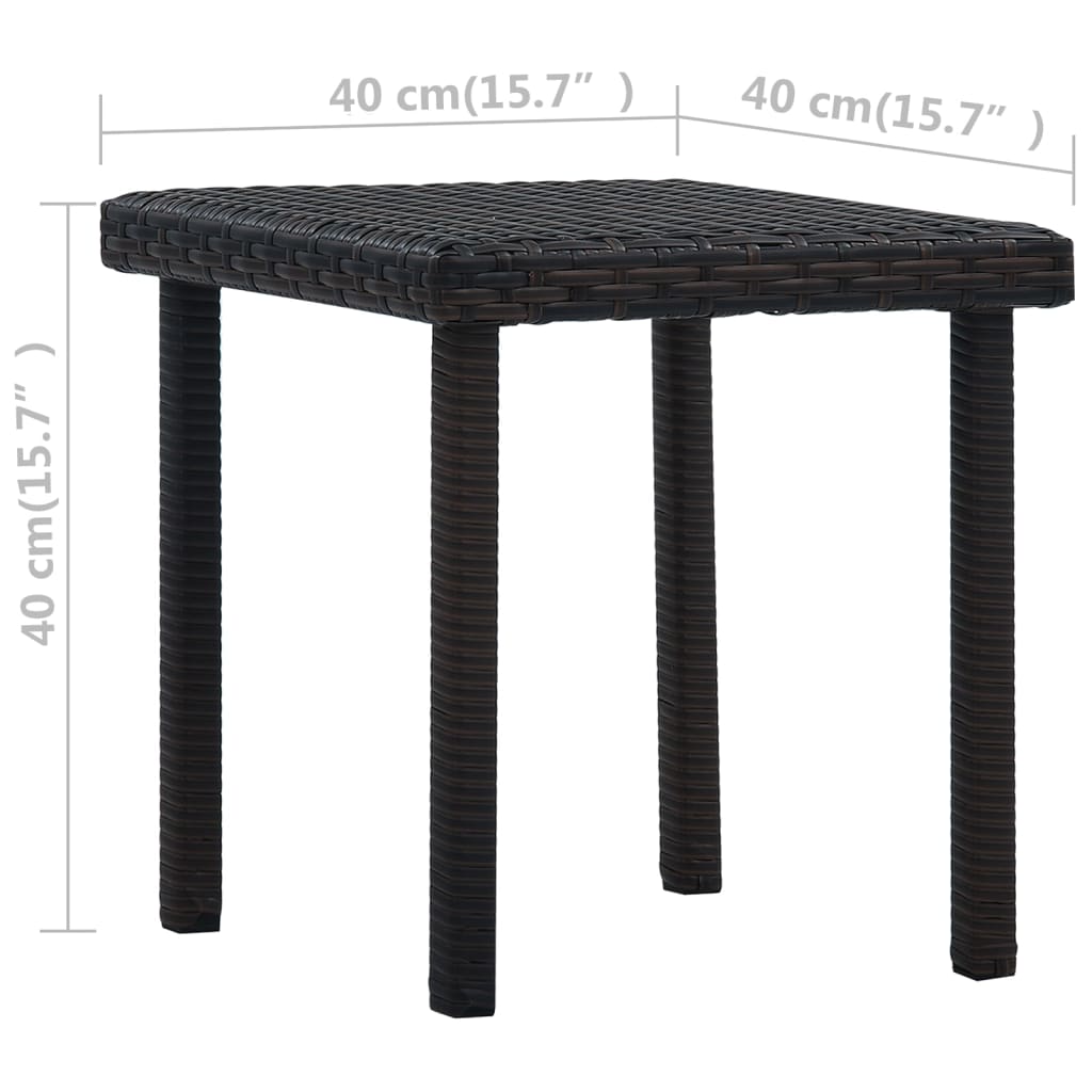 Tuintheetafel 40X40X40 Cm Poly Rattan Bruin