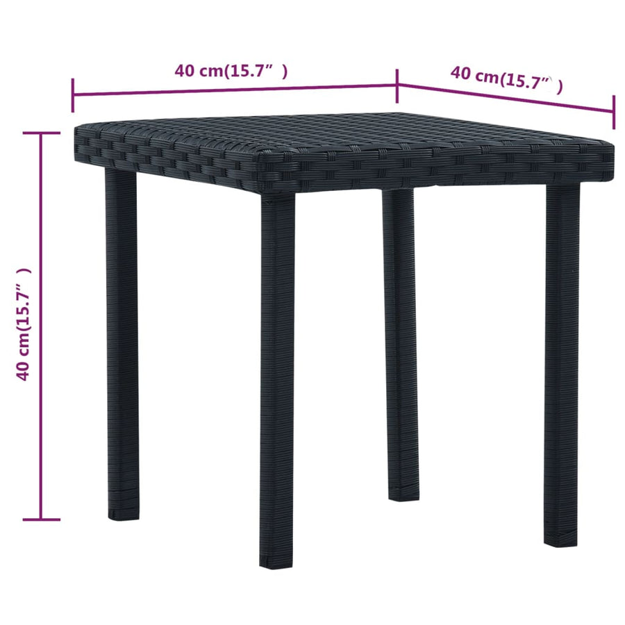 Tuintheetafel 40X40X40 Cm Poly Rattan Zwart