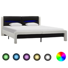 Bedframe Met Led Kunstleer Wit En Zwart 120X200 Cm