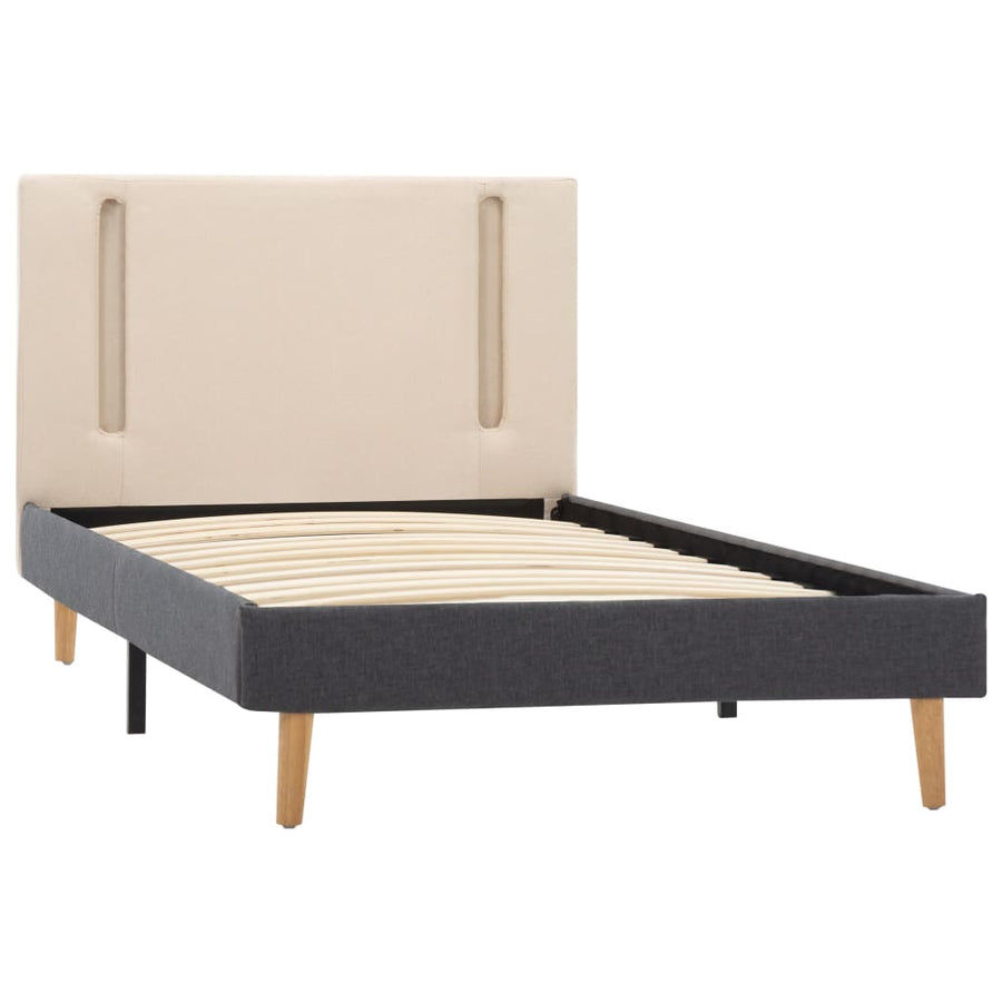 Bedframe met LED stof crèmekleurig en donkergrijs 100x200 cm