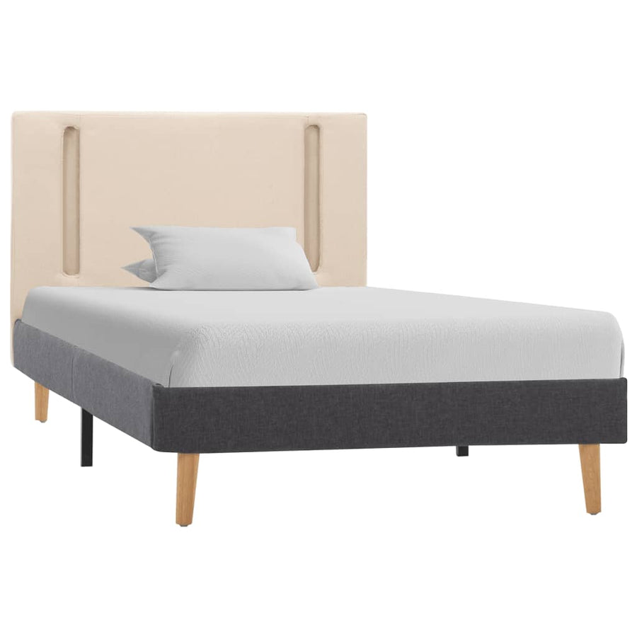 Bedframe met LED stof crèmekleurig en donkergrijs 100x200 cm