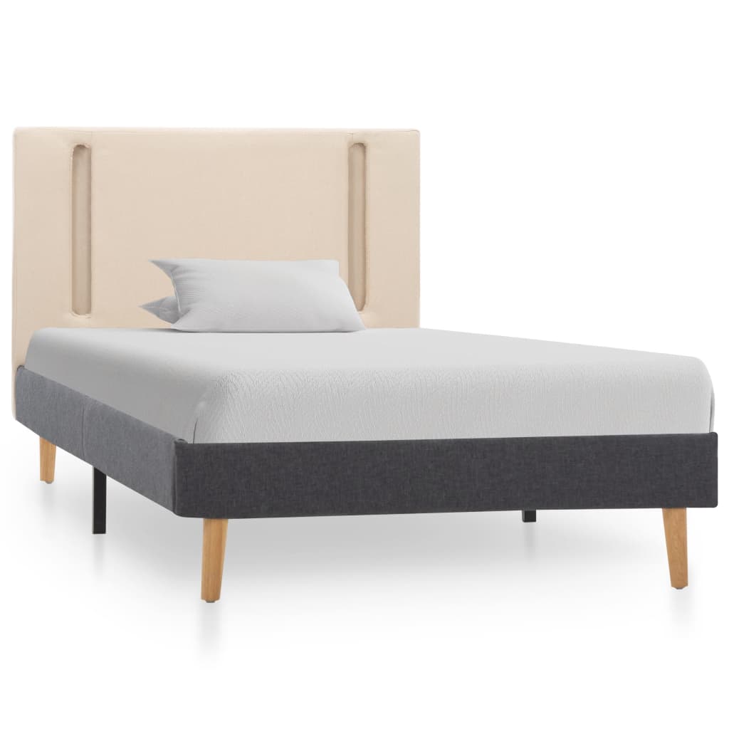 Bedframe met LED stof crèmekleurig en donkergrijs 100x200 cm