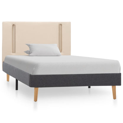Bedframe met LED stof crèmekleurig en donkergrijs 100x200 cm