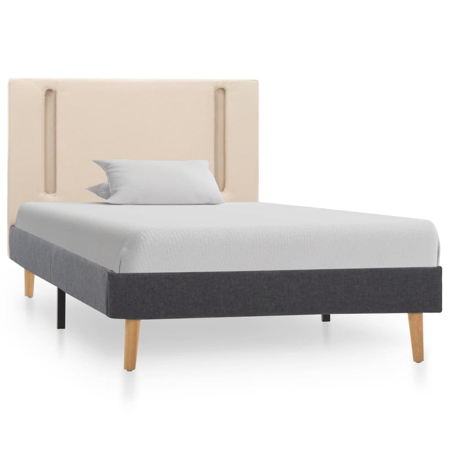 Bedframe met LED stof crèmekleurig en donkergrijs 100x200 cm