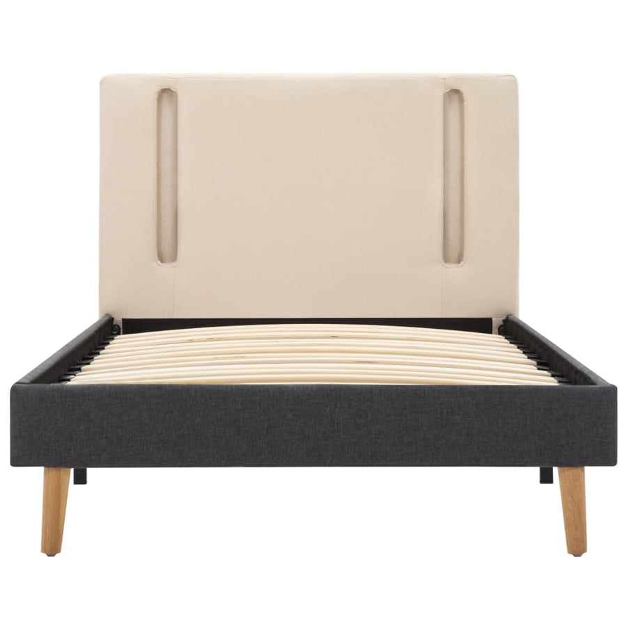 Bedframe met LED stof crèmekleurig en donkergrijs 100x200 cm